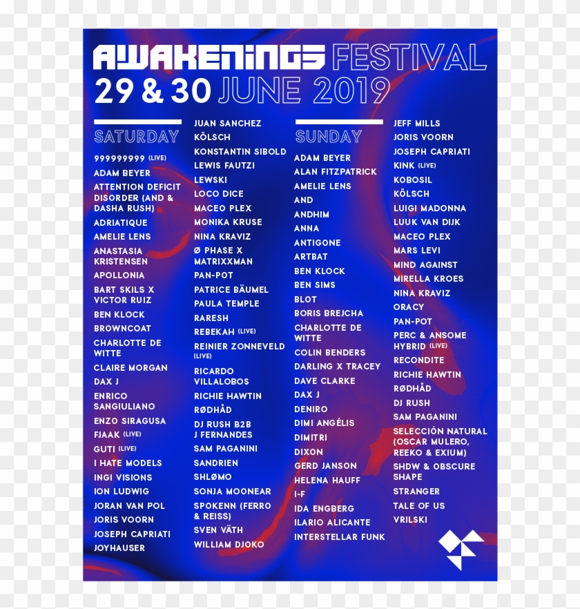 Awakenings Festival 2019 Lineup Clipart #5672372