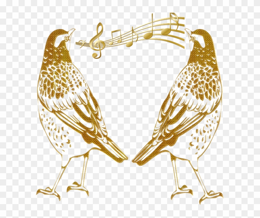 Birds Outline Birds Abstract Gold Embossed Singing - Открытки Международный День Музыки Clipart #5672449
