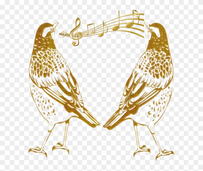 Birds Outline Birds Abstract Gold Embossed Singing - Открытки Международный День Музыки Clipart