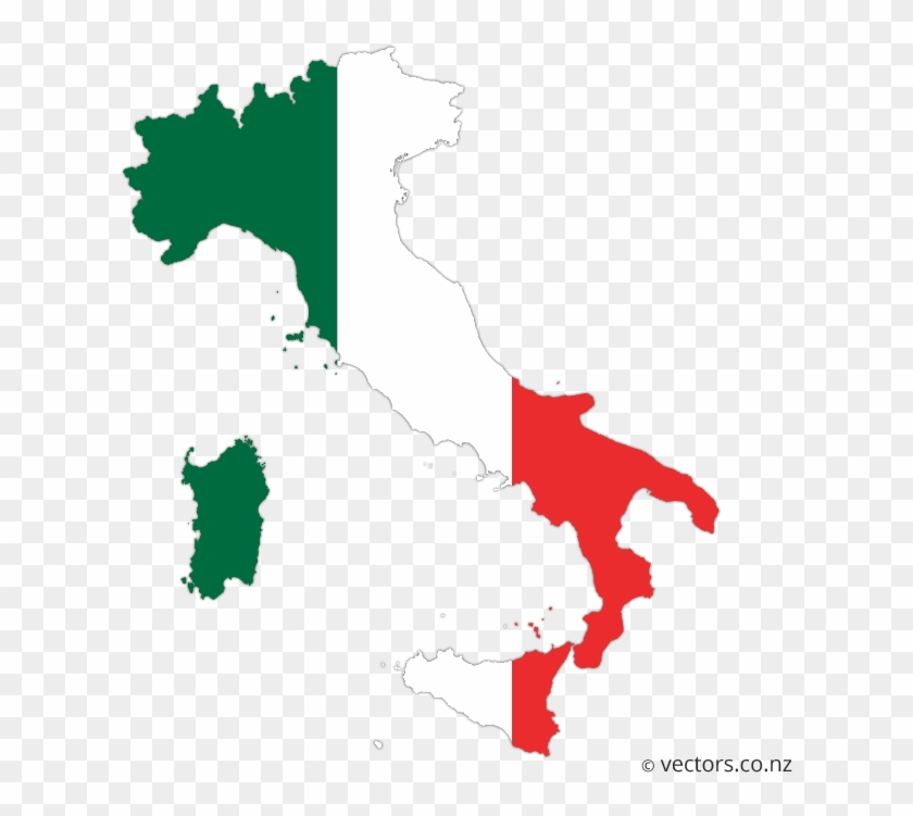 Flag Vector Map Of Italy - Italy Map Vector Png Clipart