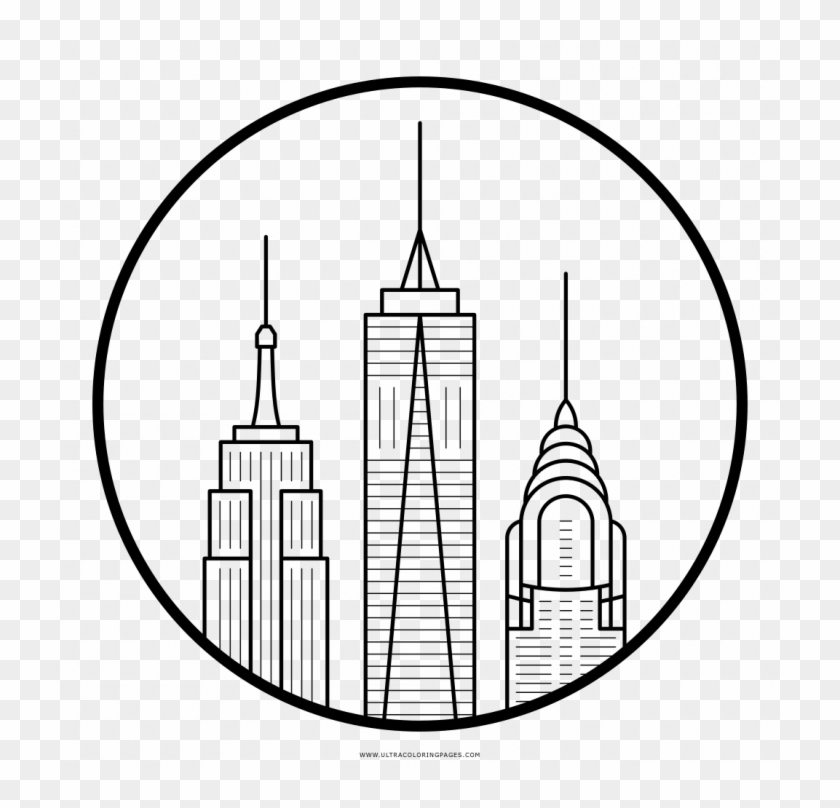 Coloring Pages New York City Page Ultra Skyline For - Line Art Clipart #5674499