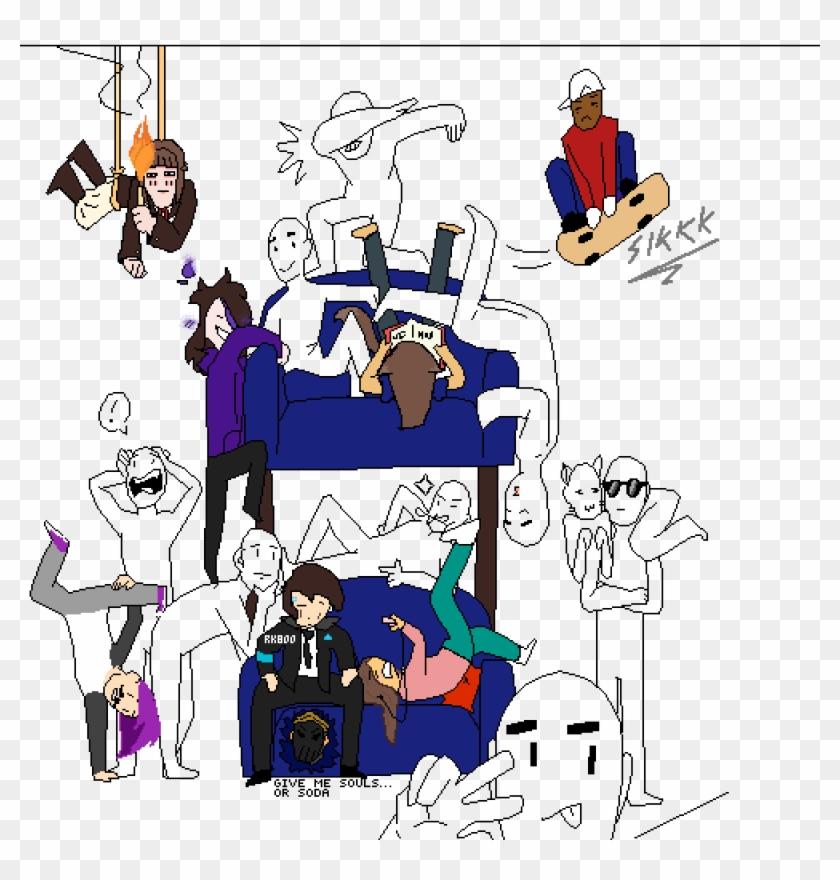Skateboarding Like A Boss - Draw The Squad Couch Clipart #5674686