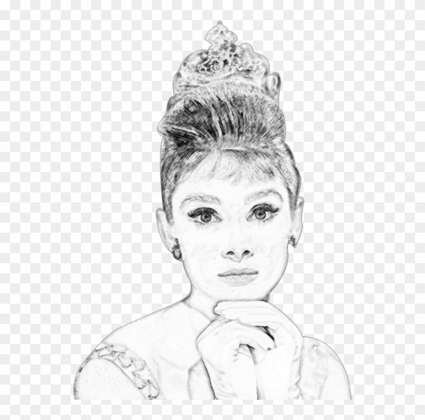 Drawing Portrait Pencil Black And White Art - Audrey Hepburn Drawing Png Clipart
