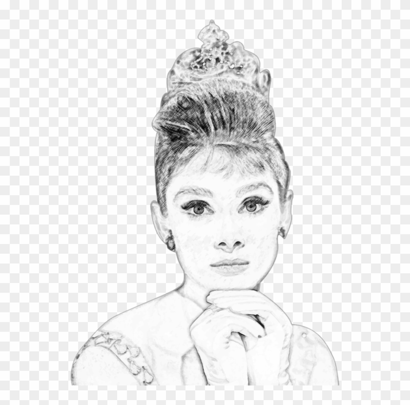 Drawing Portrait Pencil Black And White Art - Audrey Hepburn Drawing Png Clipart #5675087