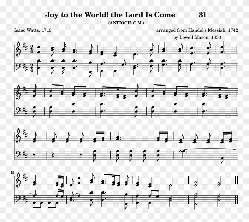 Joy To The World The Lord Is Come - Sheet Music Clipart