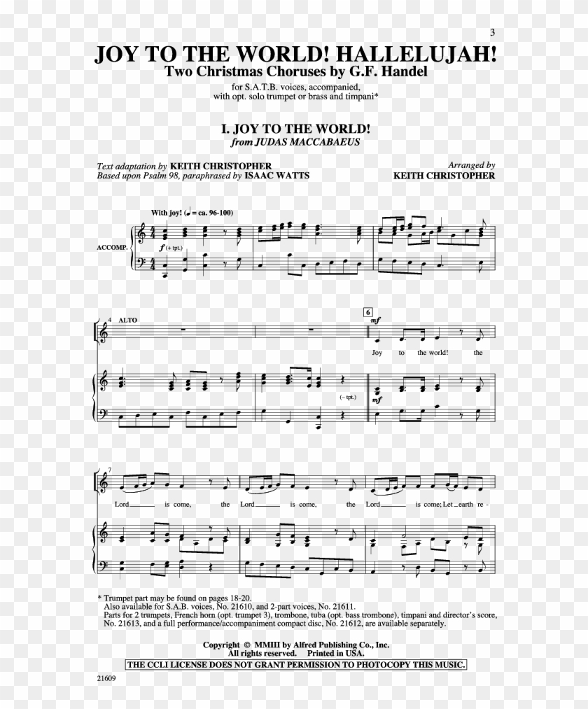 Thumbnail Joy To The World Hallelujah - Sheet Music Clipart