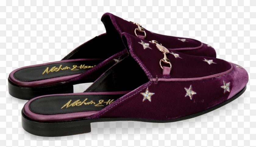Mules Scarlett 10 Velluto Viola Embroidery Stars - Flip-flops Clipart