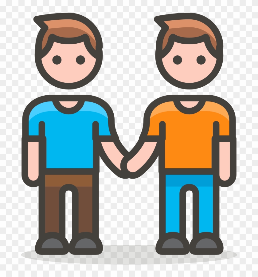 282 Two Men Holding Hands - Two Men Holding Hands Emoji Vector Clipart