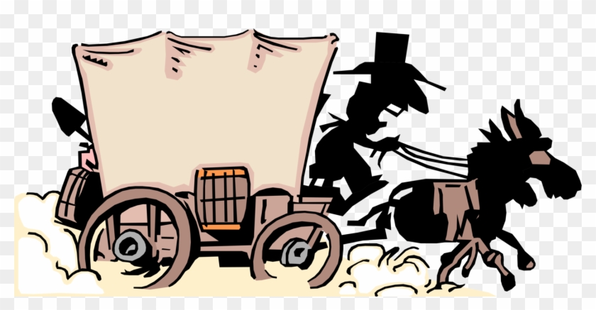 Vector Illustration Of Old West Chuck Wagon Covered - Covered Wagon Clip Art - Png Download #5679780