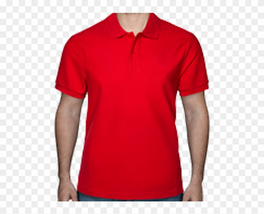 all red polo shirt