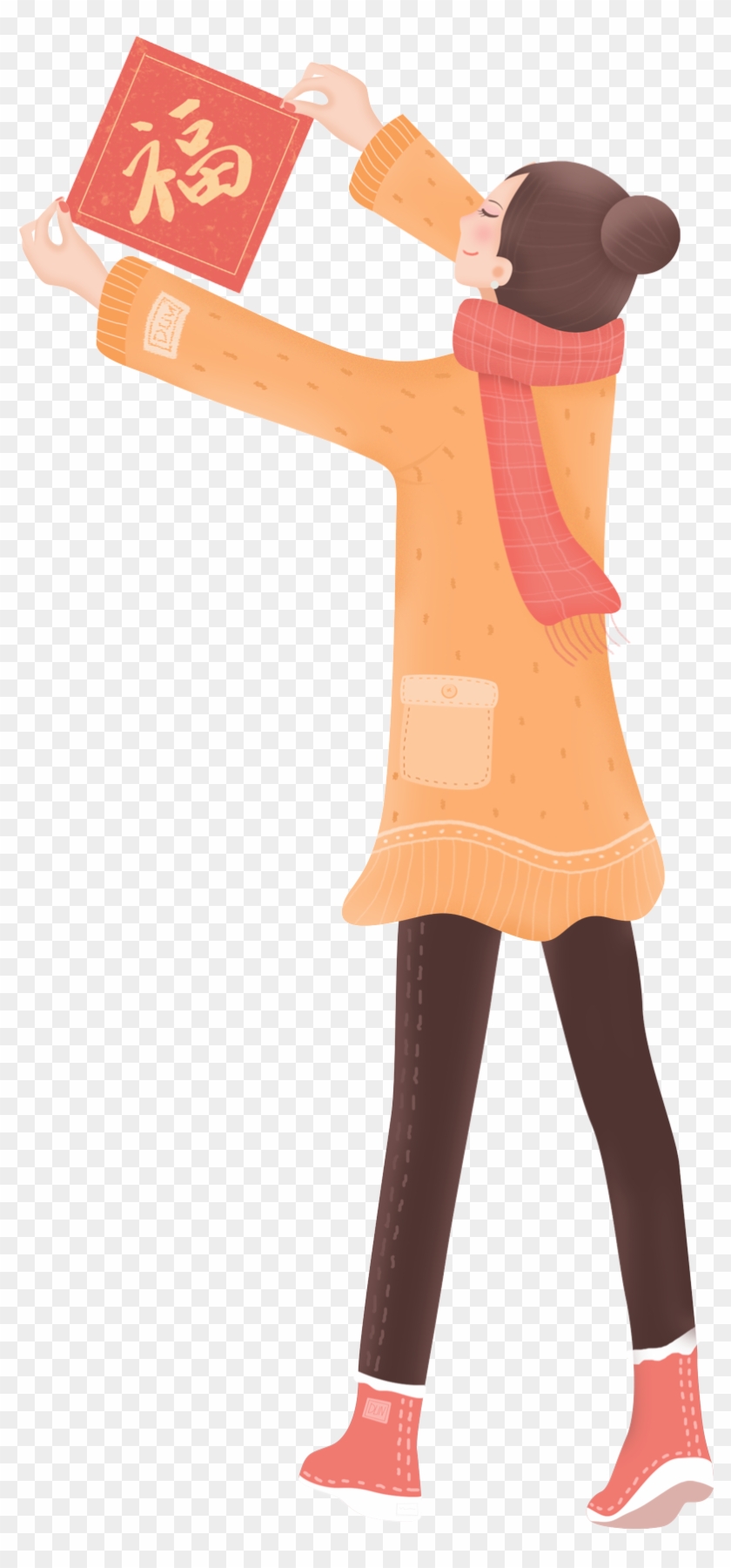 Fresh Hand Painted Festive Girl Png And Psd - Standing Clipart #5680569