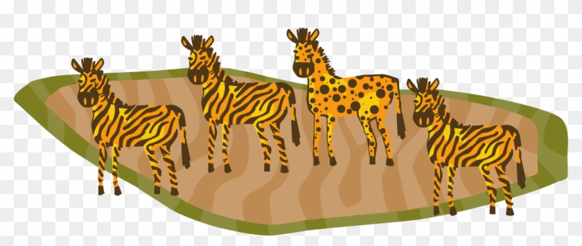 Vector Illustration Of African Striped Zebra Horses Clipart