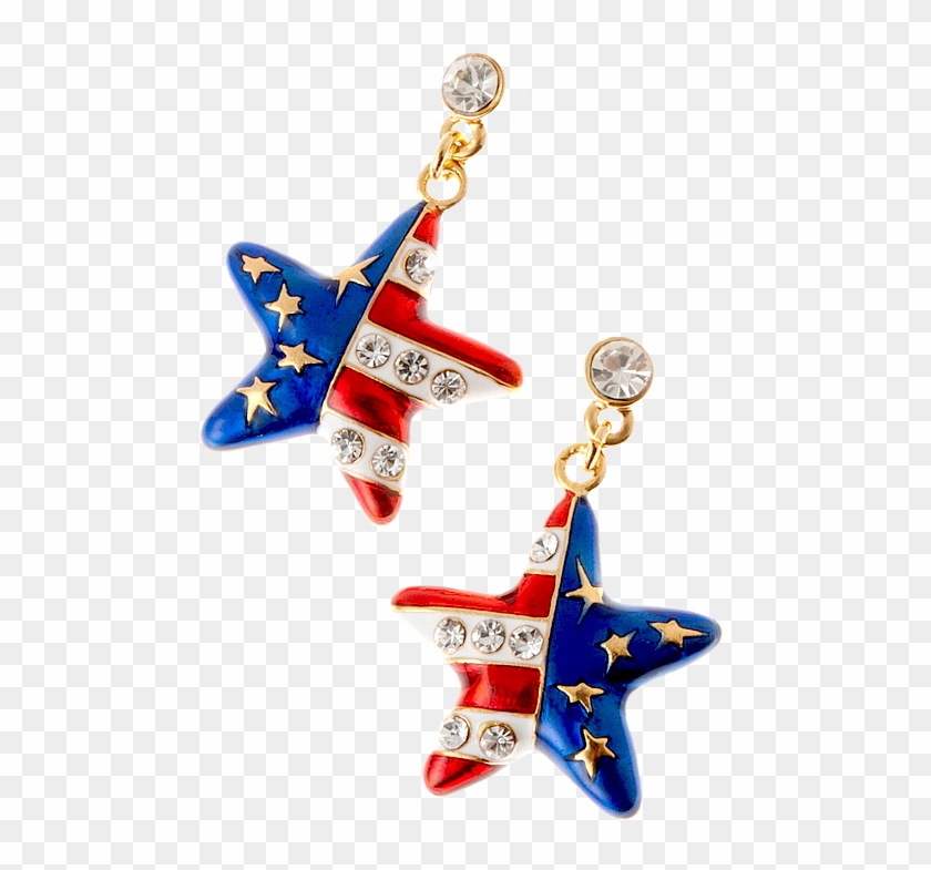 American Flag Star Shaped Drop Earrings In Red, White - Earrings Clipart