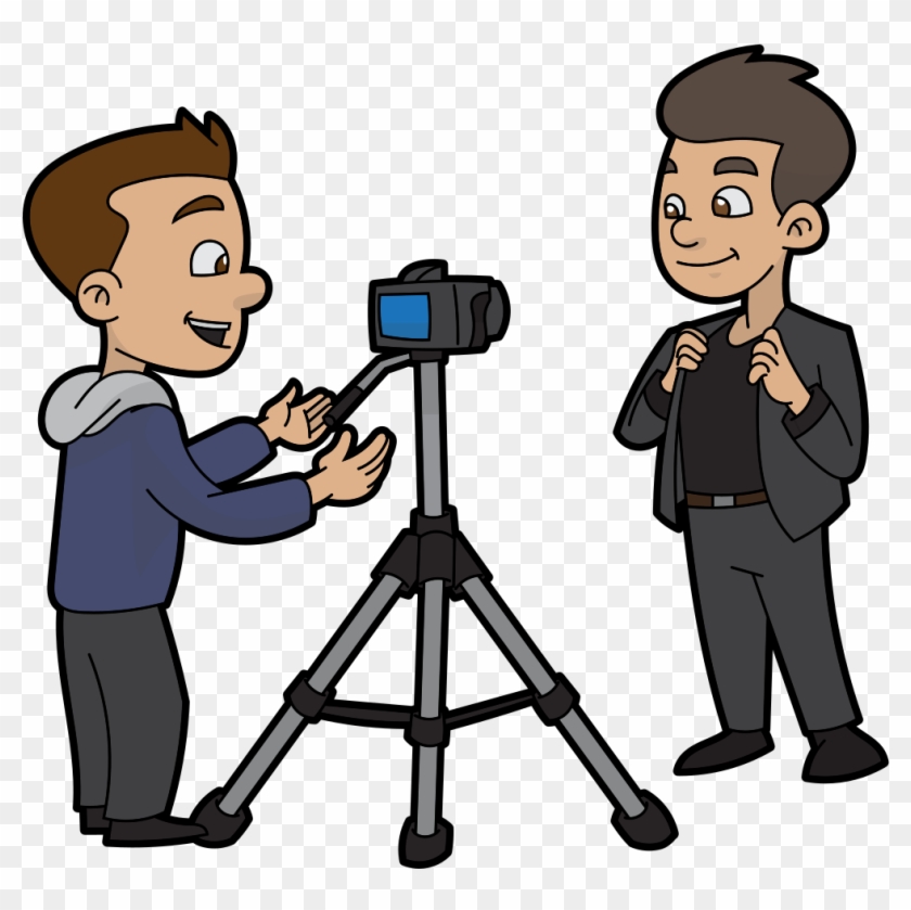 Cartoon Cameraman Directing A Marketing Video Cartoon Cameraman