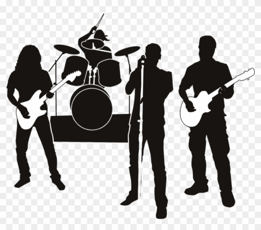 #ftestickers #people #musicians #band #silhouette #blackandwhite - Rock Band Shadow Clipart #5688015