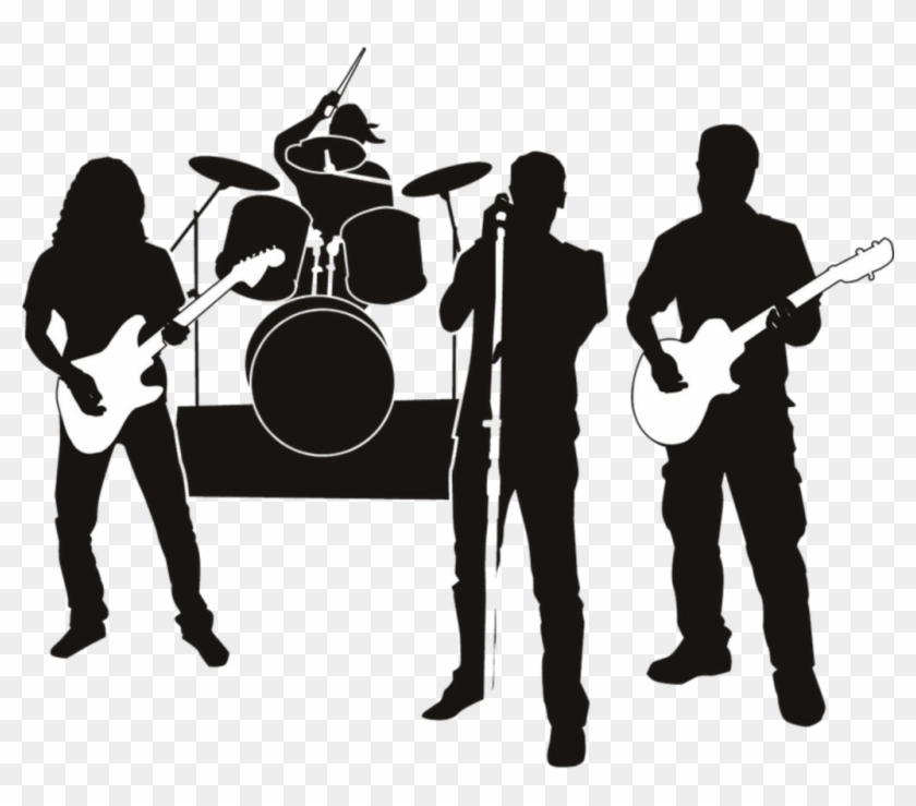 #ftestickers #people #musicians #band #silhouette #blackandwhite - Rock Band Shadow Clipart