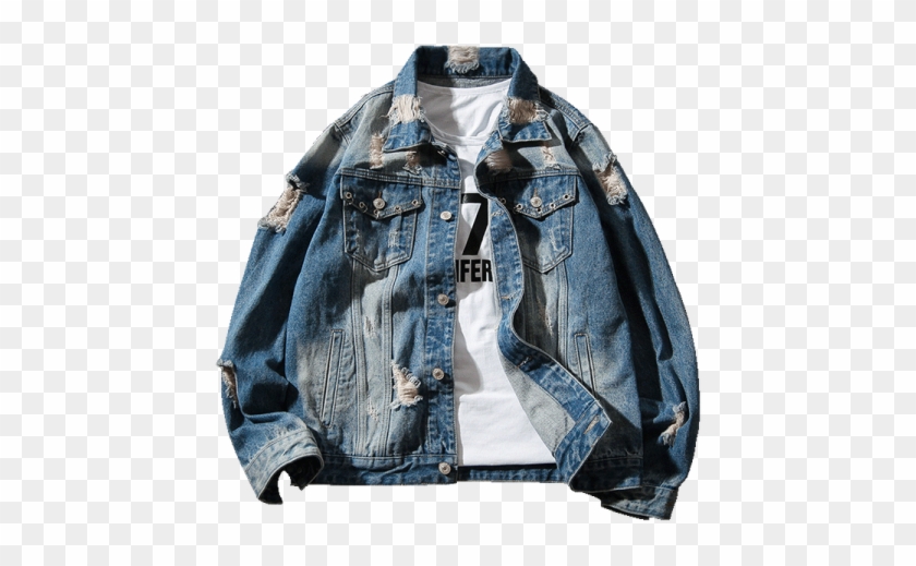 2018 Autumn Ripped Jeans Jacket Men Fashion Slim Fit - Jacket Clipart #5690127