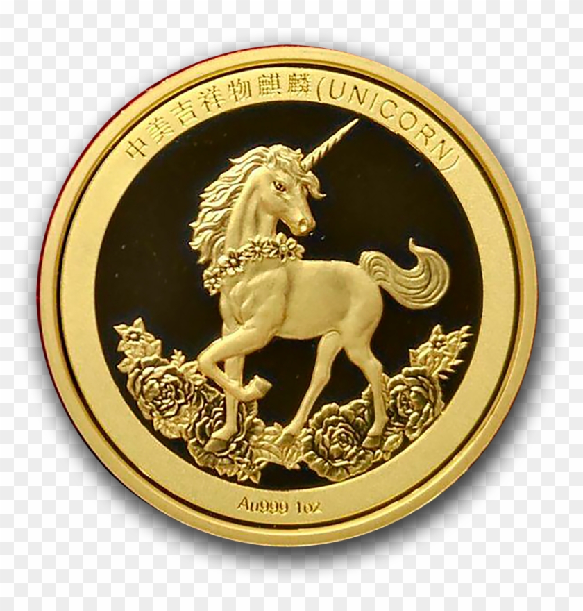 2019 China 1 Oz Gold Unicorn 25th Anniversary Restrike - Coin Clipart
