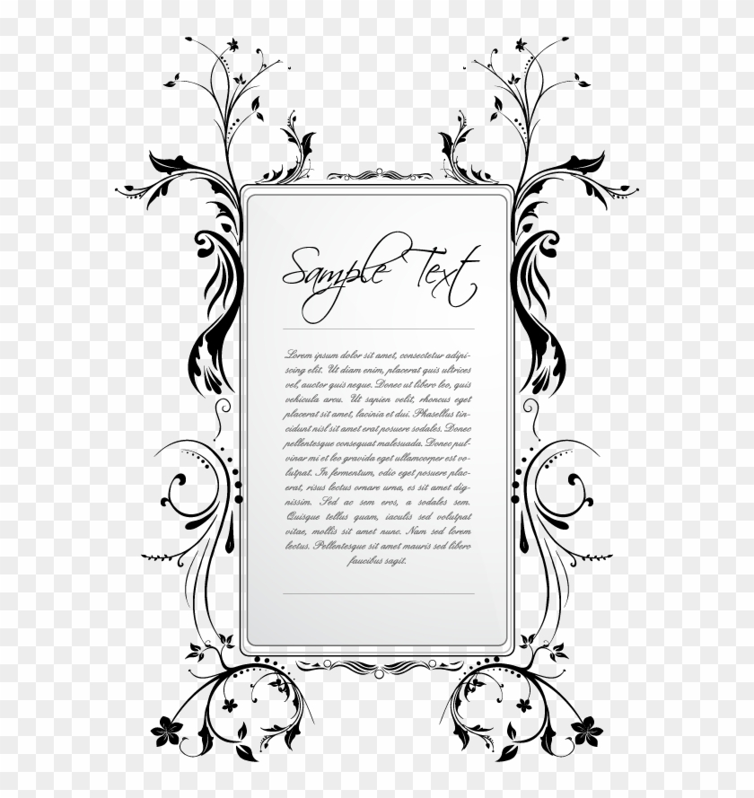 Bingkai Undangan Black White - Flower Patterns Frame Black And White Vector Rectangle Clipart