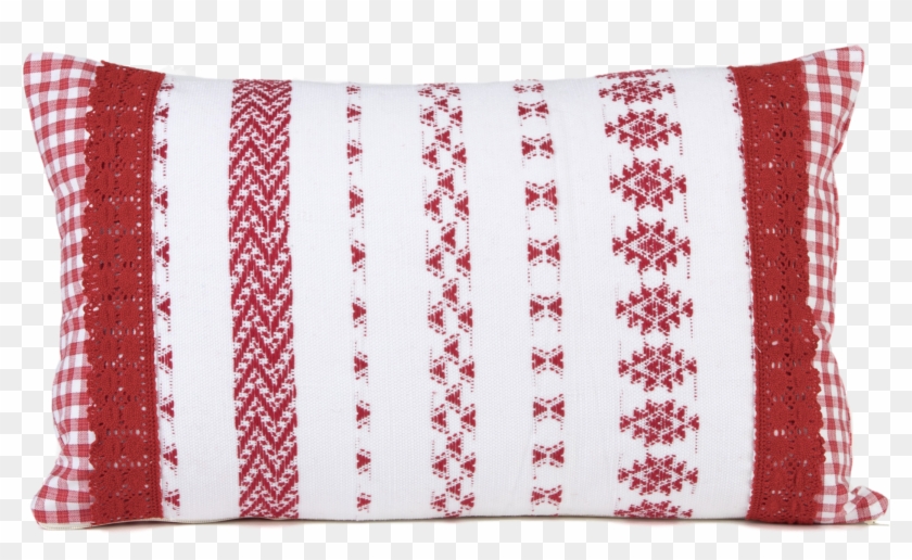 "feliciano" Guatemalan Textile Pillow With Red Tape - Patchwork Clipart