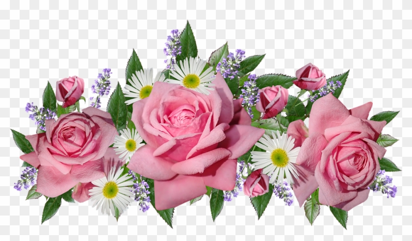 Flowers, Roses, Daisies, Lavender, Arrangement, Garden - Garden Roses Clipart #5694200