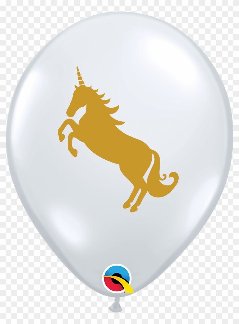 11" "unicorn" Diamond Clear With Gold Ink - Qualatex Clipart