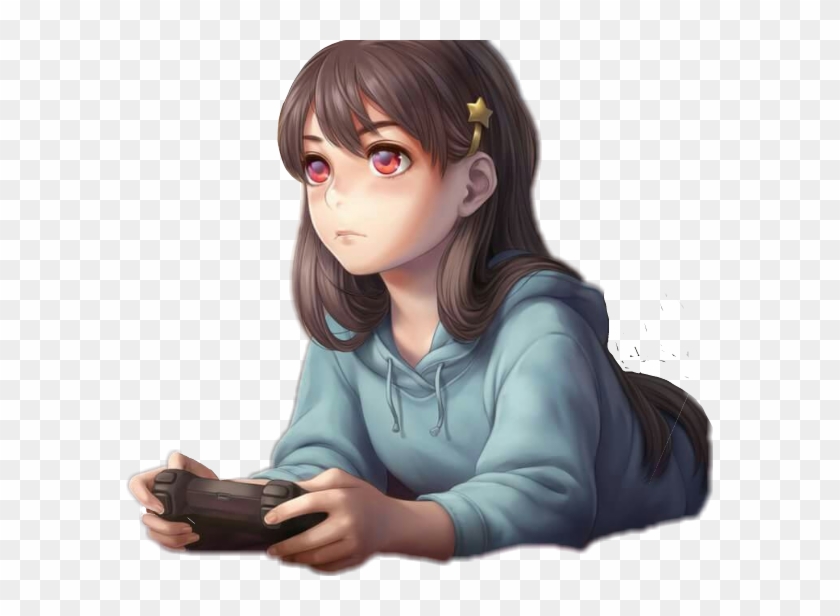 #gamergirl #anime #ps4 #playstation #playstation4 - Cute Anime Girl Gamer Clipart