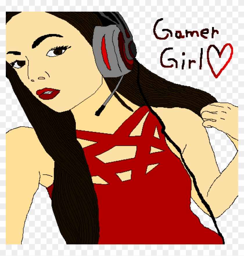 Gamer Girl <3 - Illustration Clipart #5696268