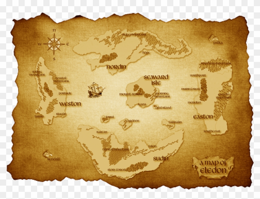 Map Of Eledon - Galleon Black And White Clipart #5696304