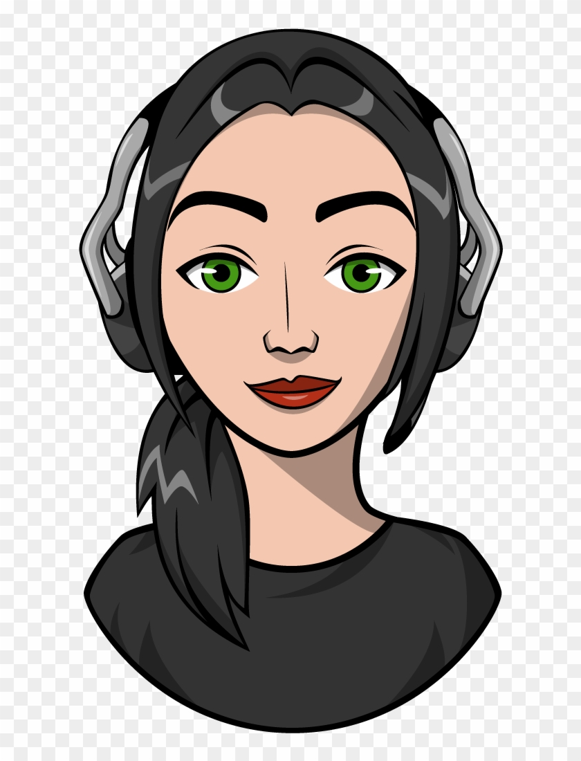 Tattooed Gamer Girl - Cartoon Clipart