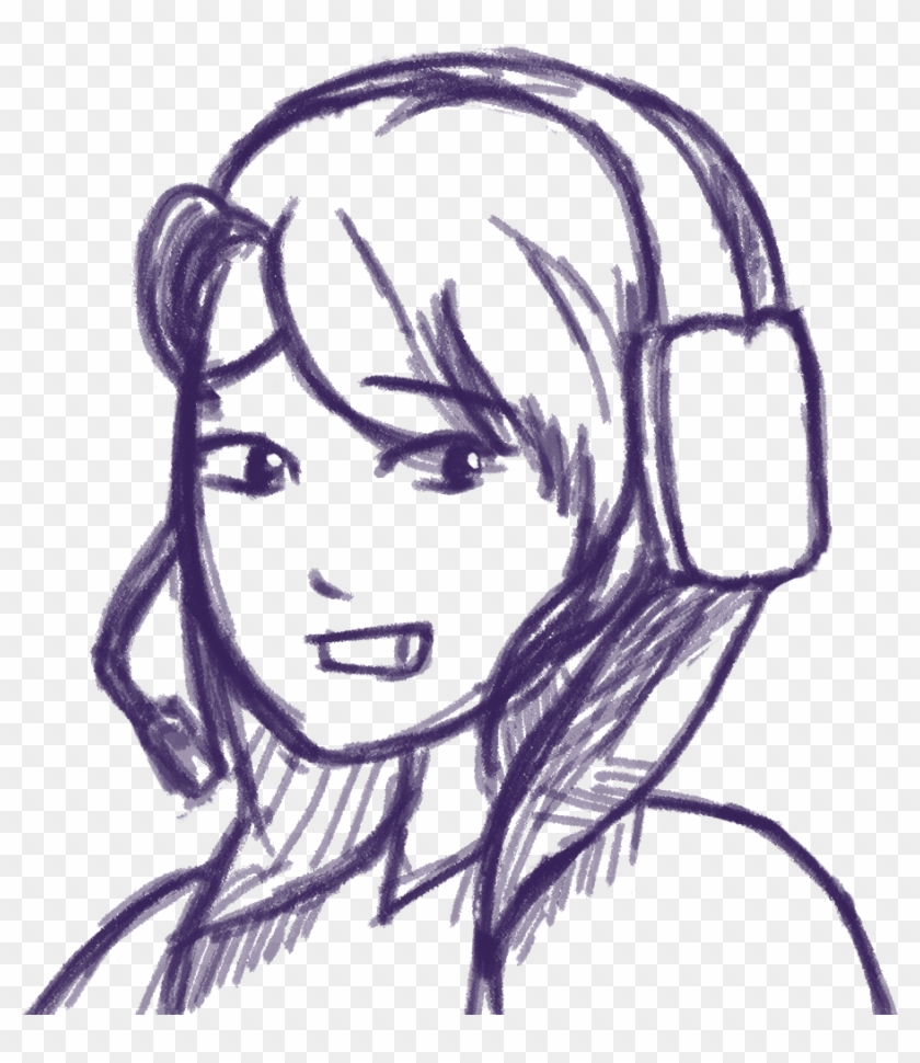 Gamergirl Pitch - Sketch Clipart #5696804