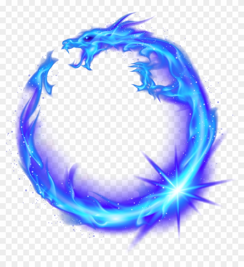 Dragon Circle Flame Fire Combustion Blue Royalty Free - Fire Dragon Circle Transparent Clipart