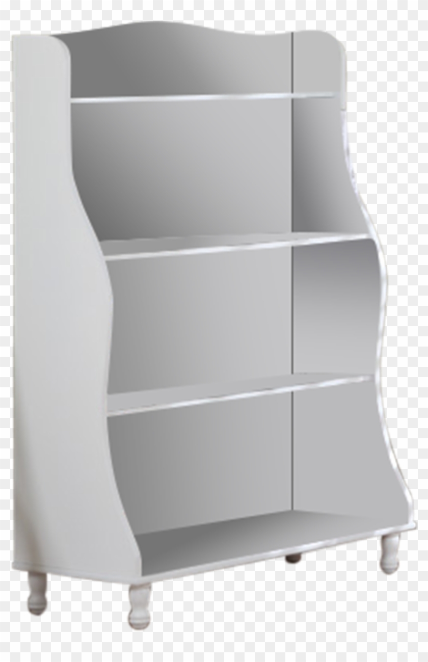 Marie White Wood Kids 4 Tier Tall Bookcase Display - Shelf Clipart #5698375