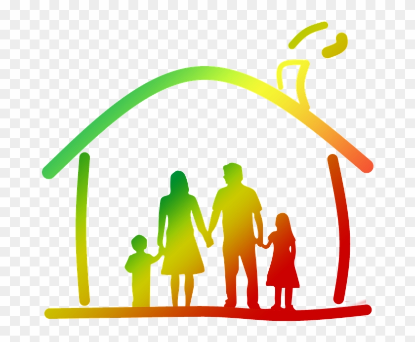 Family Father Mother Child Girl House Roof - National Mom's And Dad's Day Clipart