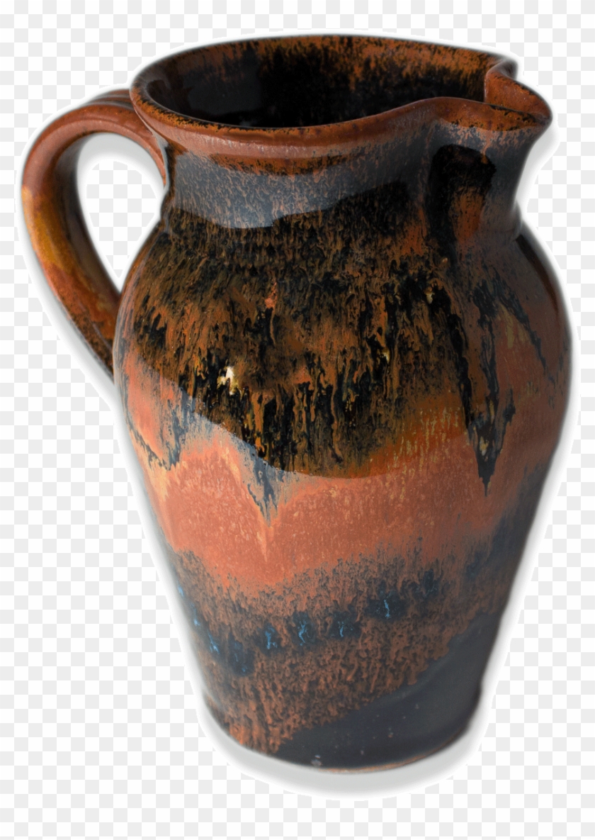Calico Large Handmade Pottery Pitcher Large Handmade - Earthenware Clipart