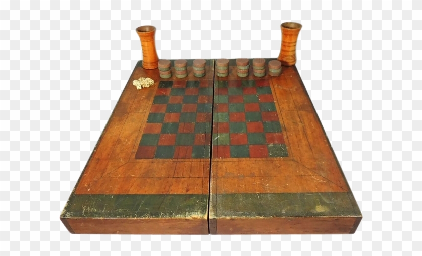 Antique Wood Box Game Board Checkers Chess Backgammon - Chess Clipart #5699626