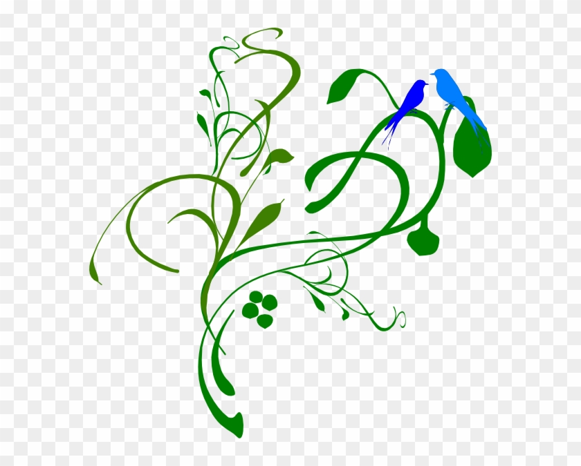 Blue Birds On A Vine Svg Clip Arts 582 X 595 Px - Png Download