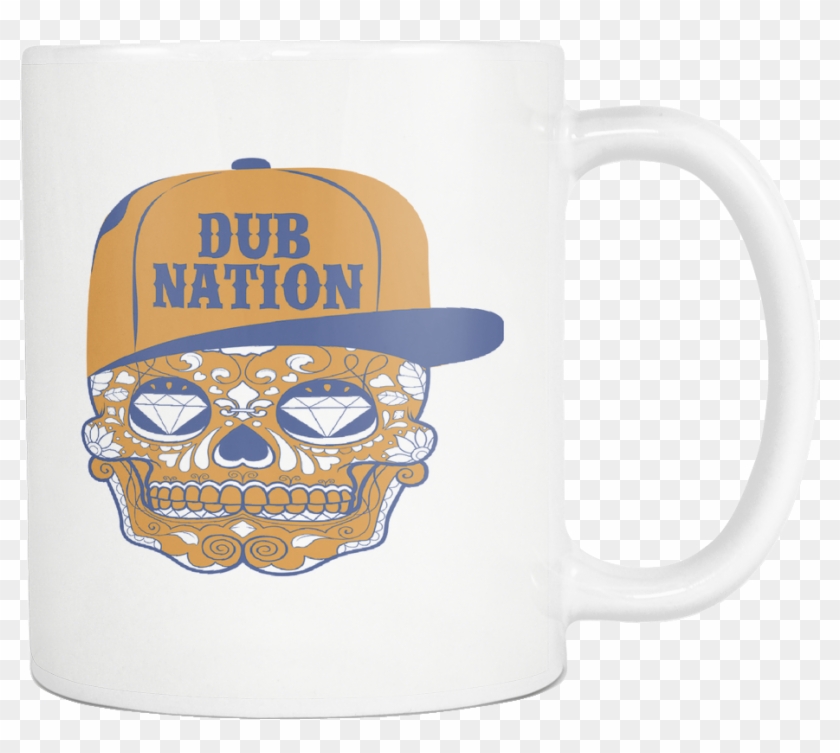 Dub Nation Candy Skull White 11 Ounce Coffee Mug Clipart