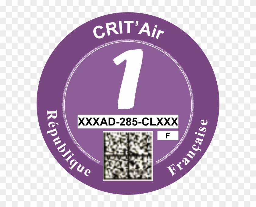 Violet Crit'air Vignette Class 1 France - Vignette Crit Air 1 Clipart #571396