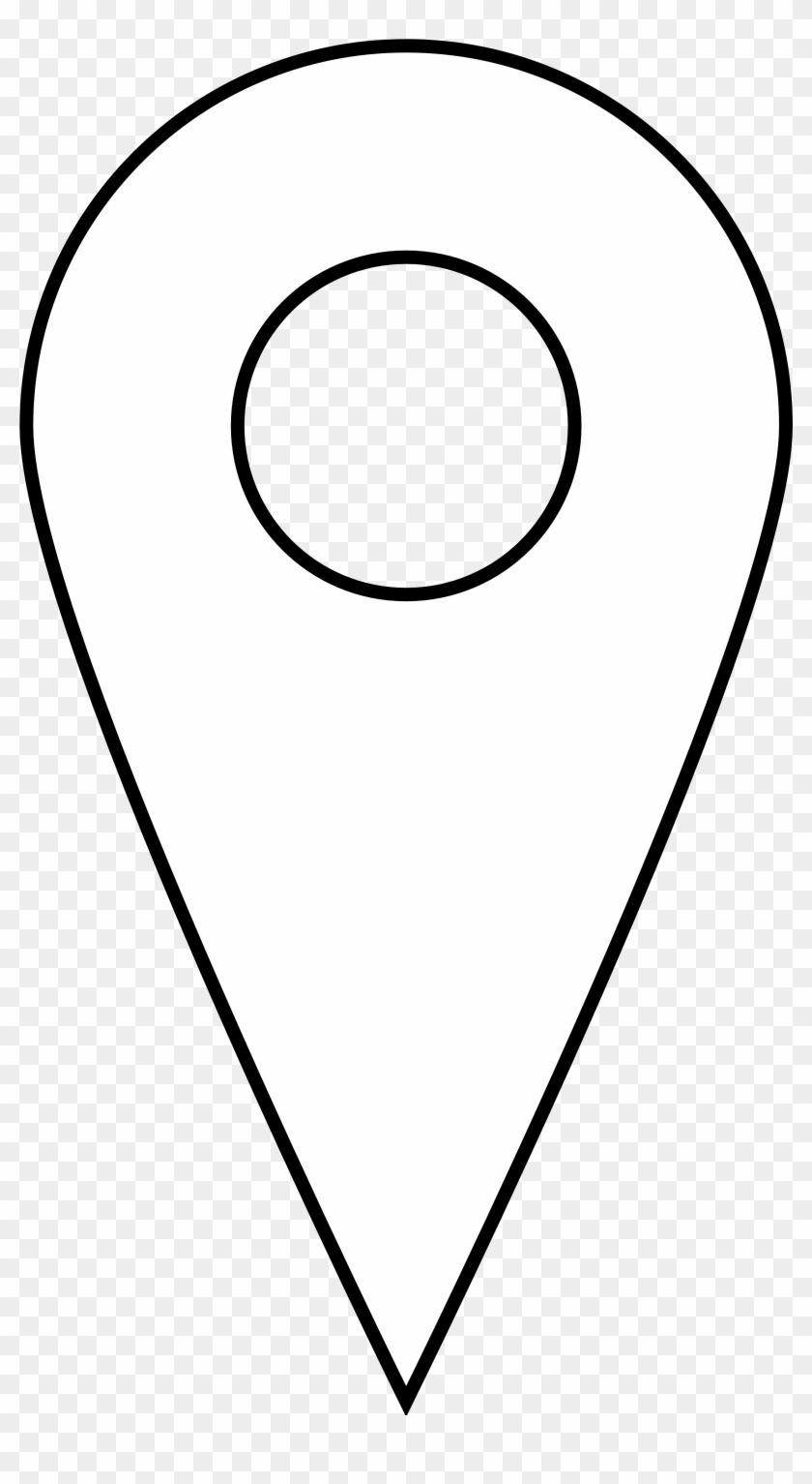 Google Places Pin Icon Black White Line Art Coloring - Google Maps Icon White Png Clipart #571821