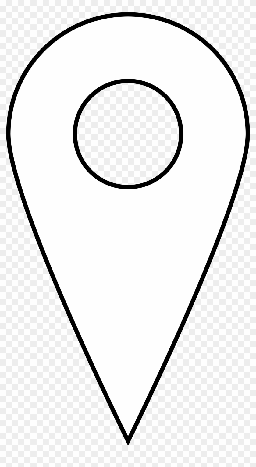 Google Places Pin Icon Black White Line Art Coloring - Google Maps Icon White Png Clipart