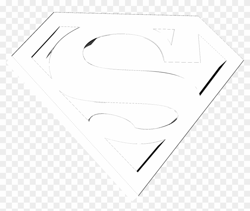 Superman Logo Black And White - Line Art Clipart