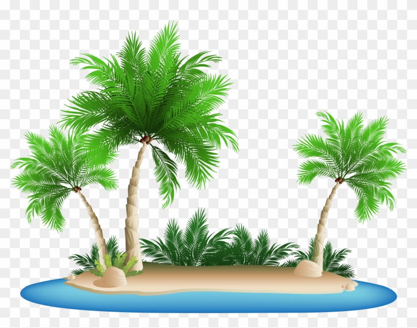 Palm Tree Island Clipart - Beach Palm Tree Png Transparent Png