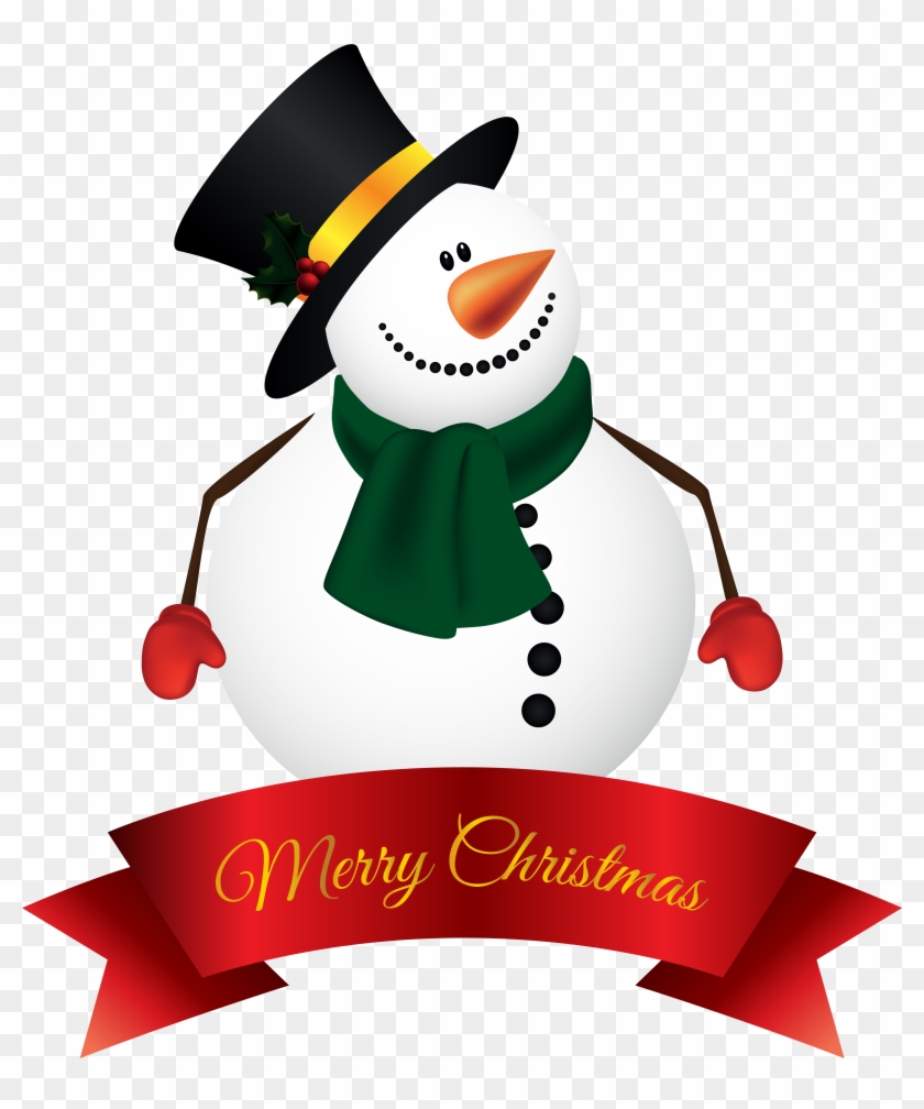 Snowman Banner Png Clipart Image - Merry Christmas Banner Png Transparent Png #573624