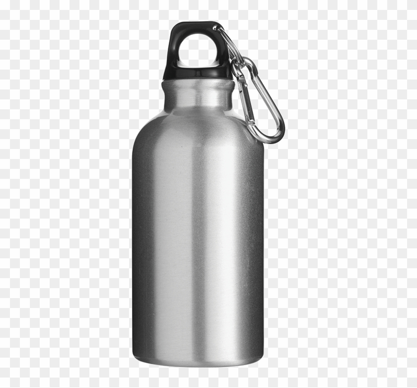 Picture Of 400ml Aluminium Water Bottle With Carabiner - Silver Aluminium Water Bottle Clipart #574126