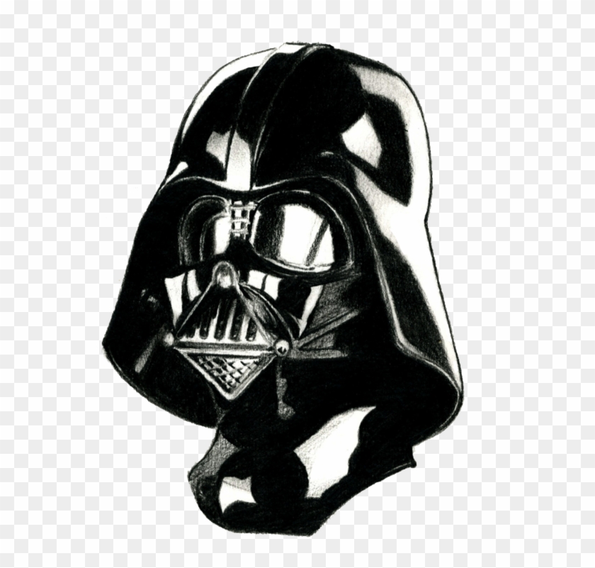 Drawn Darth Vader White Png - Darth Vader Drawing Head Clipart