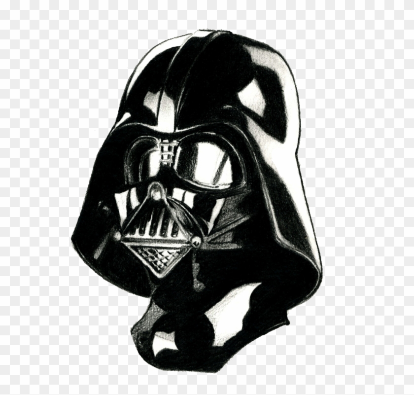 Drawn Darth Vader White Png - Darth Vader Drawing Head Clipart #575355