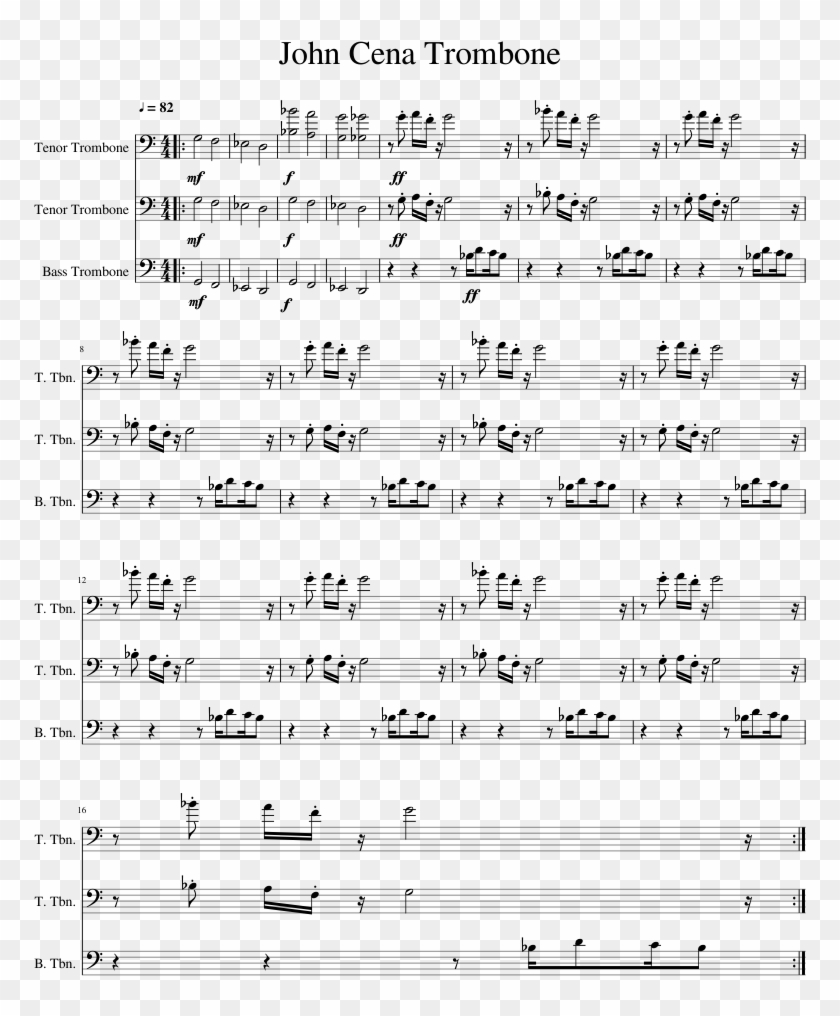 John Cena Trombone Sheet Music 1 Of 1 Pages - Play John Cena On Trombone Clipart