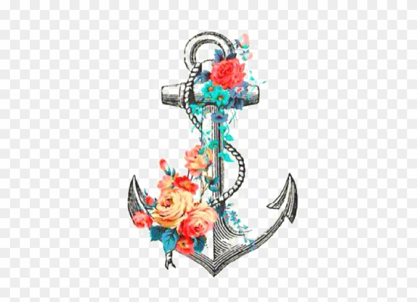 Anchor Png Background Image - Anchor And Flowers Watercolor Clipart #576614