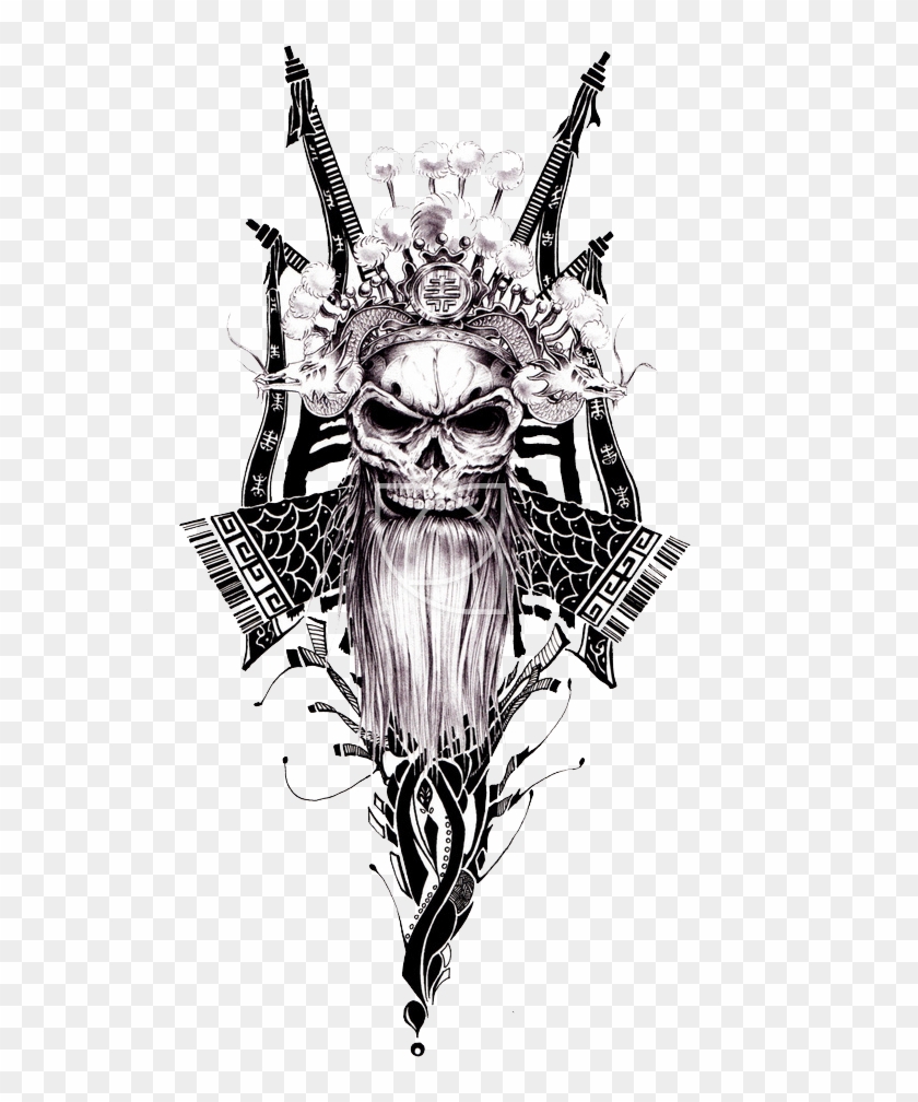 Spotify Chinese Skull Tattoo Opera Peking Characters - Illustration Clipart #576805